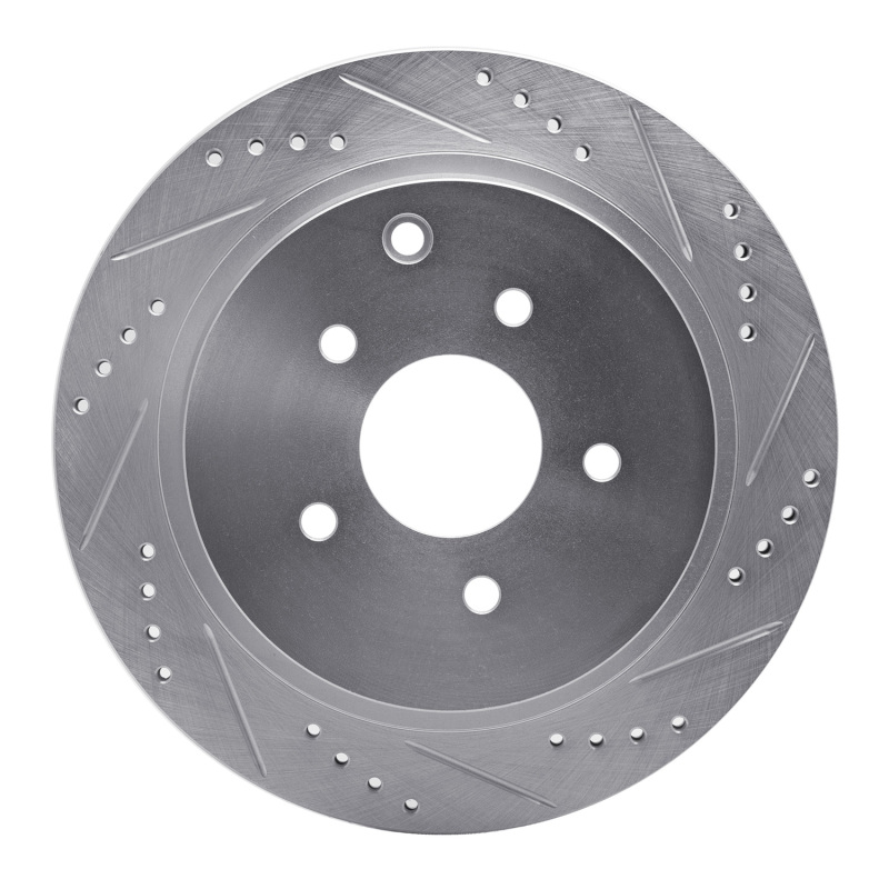 Infiniti FX45 Brake Rotor (1) - Rear Right - R1 Concepts - Drilled & Slotted - Silver - `03-`24